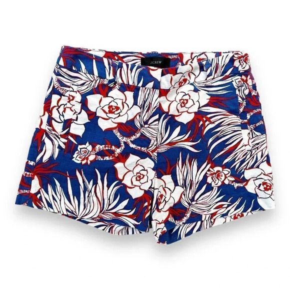 J. Crew | Tropical Floral Print Shorts (0) ❤️🤍💙 - Picture 1 of 6